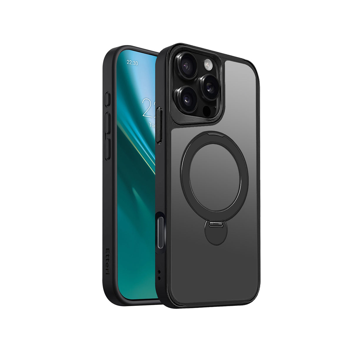 Husa Etteri Matt Mag Ring pentru iPhone 16 Pro Max 6,9" Negru
