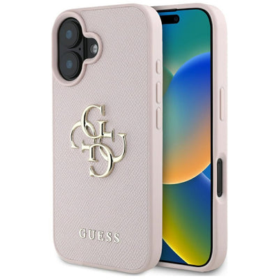 Husa Guess Hardcase PU Grained Big 4G And Classic Logo pentru iPhone 16 6,1" Roz