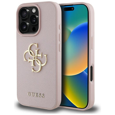 Husa Guess Hardcase PU Grained Big 4G And Classic Logo pentru iPhone 16 Pro 6,3" Roz