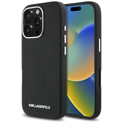 Husa Karl Lagerfeld Hardcase Magsafe FW Saffiano Metal Logo pentru iPhone 16 Pro 6,3" Negru