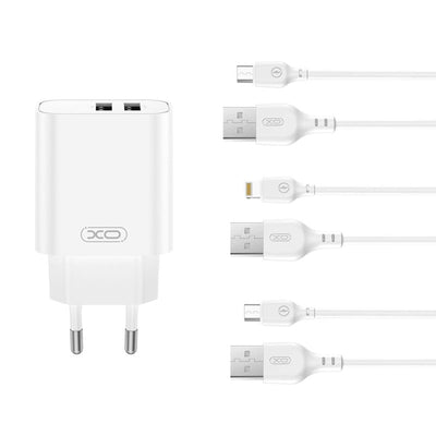 Cablu XO Incarcator priza Ce34 2x USB 2,4A Alb + Usb-c