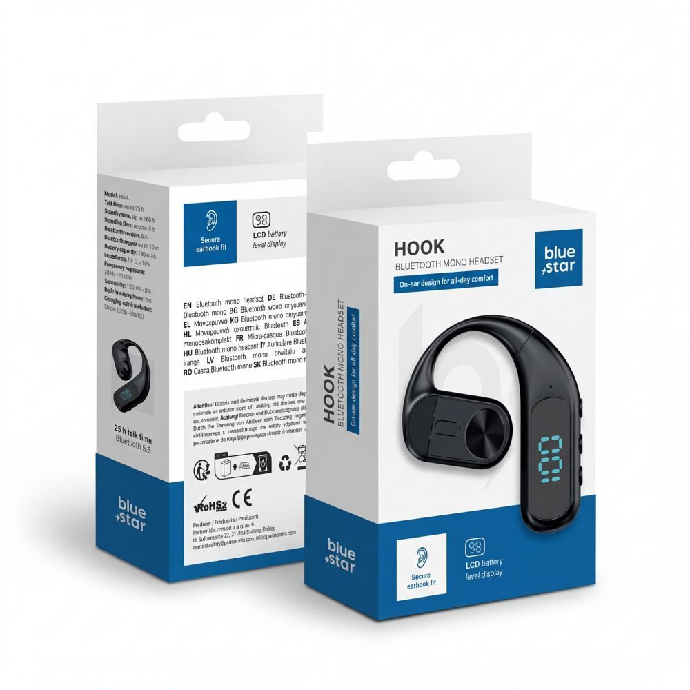 Casti Albastru Star Wireless Mono Hook Negru