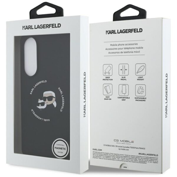 Husă pentru Samsung Galaxy S25 Karl Lagerfeld Edge MAGNETIC SILICONE DOUBLE HEADS black – Negru