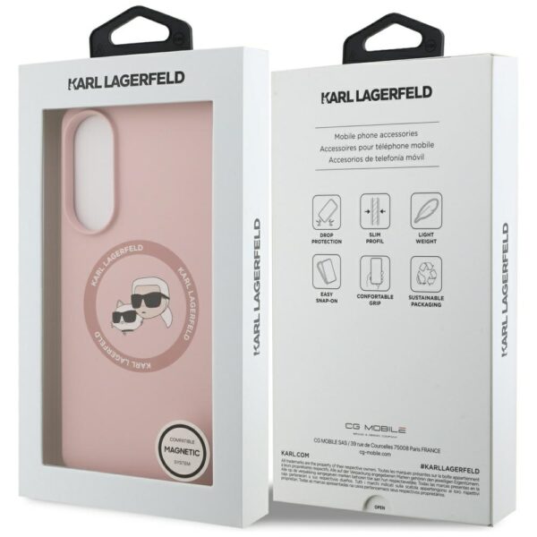 Husă pentru Samsung Galaxy S25 Karl Lagerfeld Edge MAGNETIC SILICONE DOUBLE HEADS pink – Roz