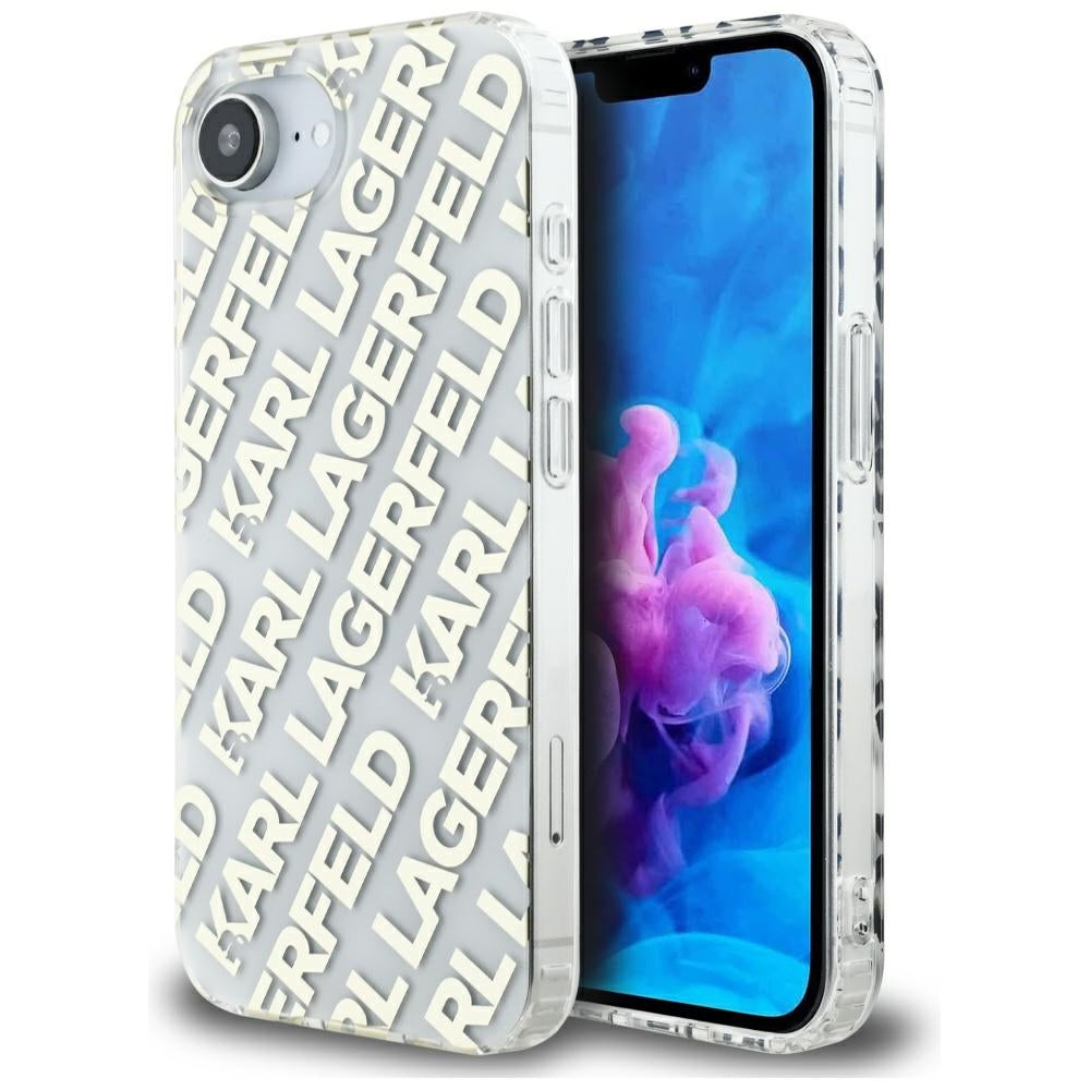 Husa Karl Lagerfeld IML Repeat Logo pentru iPhone 16e Auriu