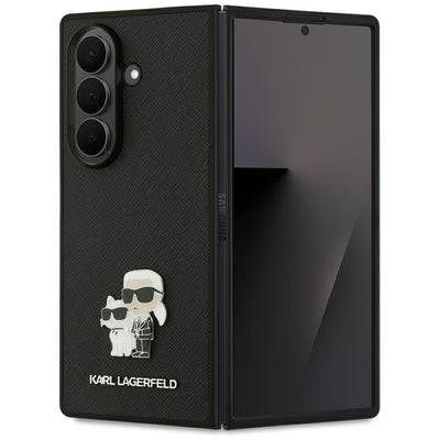 Husa Karl Lagerfeld Saffiano Karl&Choupette Pin pentru Samsung Galaxy Z Fold7 Negru