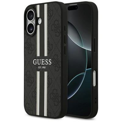 Husa Guess 4G Printed Stripes Magsafe pentru iPhone 17 Negru