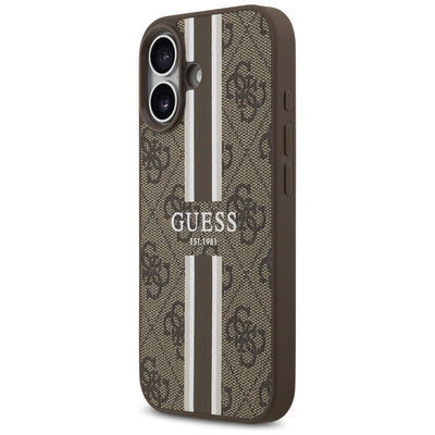 Husa Guess 4G Printed Stripes Magsafe pentru iPhone 17 Maro