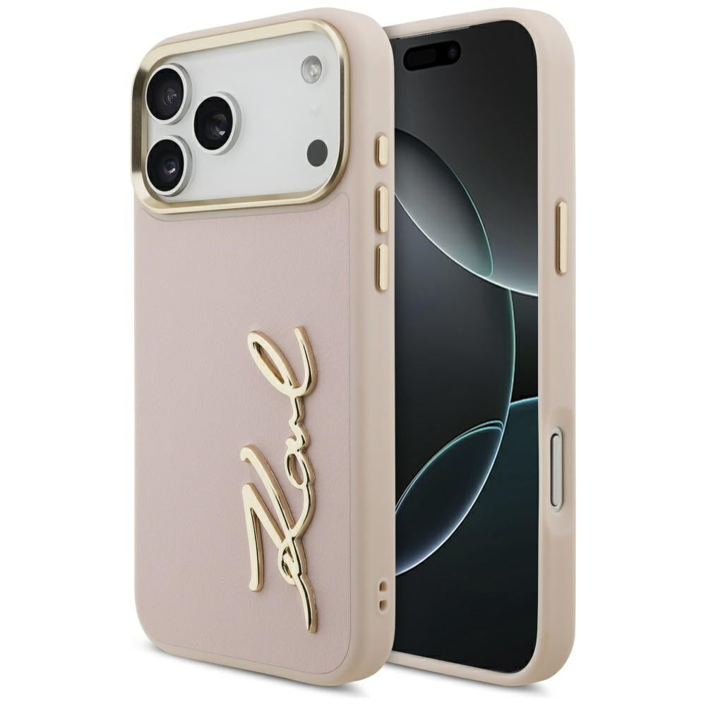 Husa Karl Lagerfeld PU Leather cu Karl Script Logo And Metal Camera Buttons pentru iPhone 17 Pro Max Negru