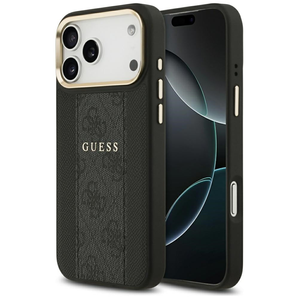 Husa Guess pentru iPhone 17 Pro Max HC Magsafe PU W/ 4G PU Stripe Negru
