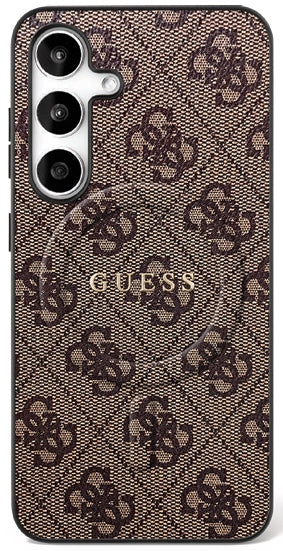 Husa Guess pentru Samsung Galaxy S25 FE HC Magsafe PU 4G Ring Classic Logo Maro