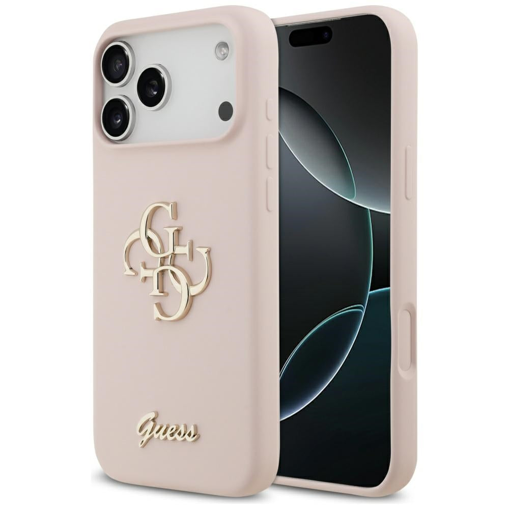 Husa Guess Silicone Big 4G Script pentru iPhone 17 Pro Max Roz