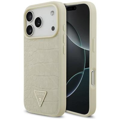 Husa Guess Croco Triangle Logo Magsafe pentru iPhone 17 Pro Auriu