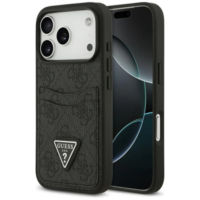 Husa Guess 4G Double Card Triangle pentru iPhone 17 Pro Negru