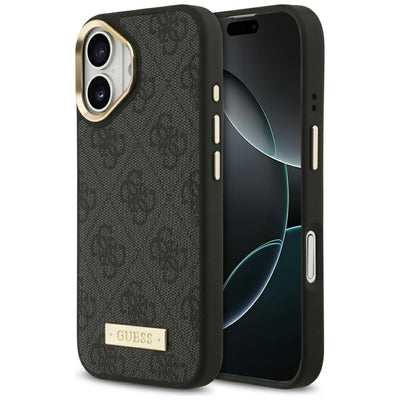 Husa Guess 4G Logo Plate Magsafe pentru iPhone 17 Negru