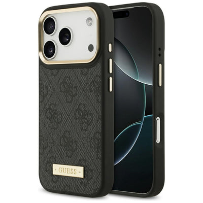 Husa Guess 4G Logo Plate Magsafe pentru iPhone 17 Pro Negru