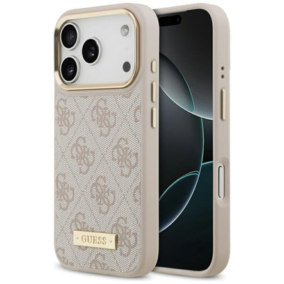 Husa Guess 4G Logo Plate Magsafe pentru iPhone 17 Pro Roz