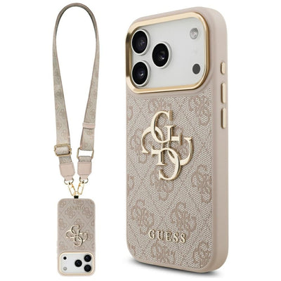 Husa Guess 4G Big 4G Classic Logo Big Curea Metal Buttons pentru iPhone 17 Pro Roz