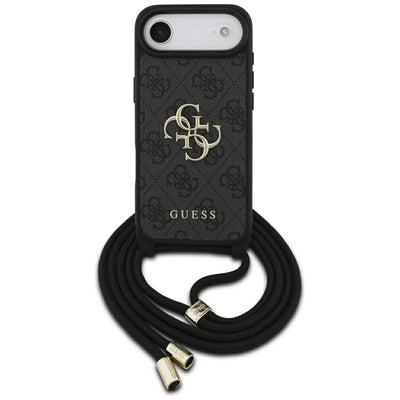 Husa Guess 4G Big Logo Cord Stap Crossbody pentru iPhone Air Negru