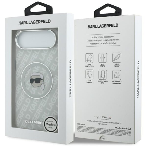 Husă pentru Karl Lagerfeld IML Karl Head Logo MagSafe iPhone Air grey – Gri