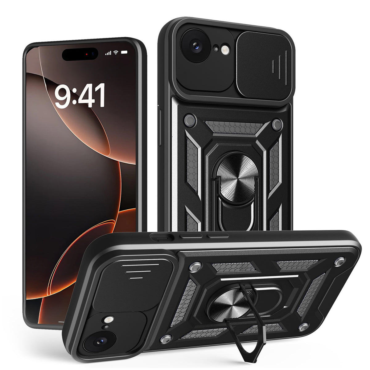 Husa Defender Slide pentru iPhone 16e / 17e Negru