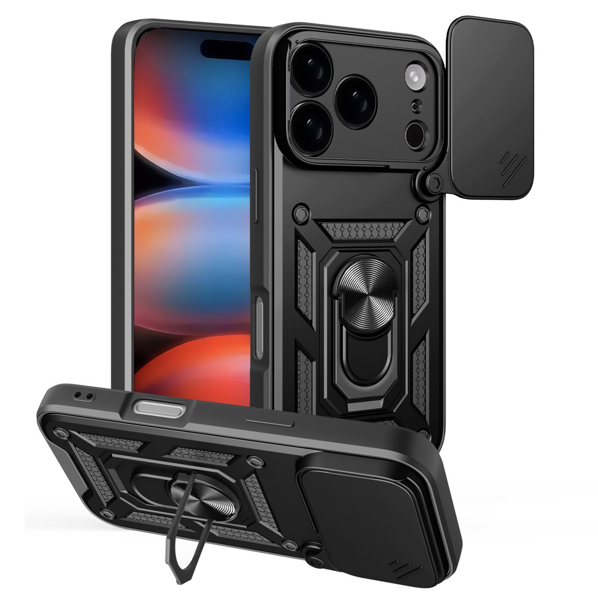 Husa Defender Slide pentru iPhone 17 Pro 6,3" Negru