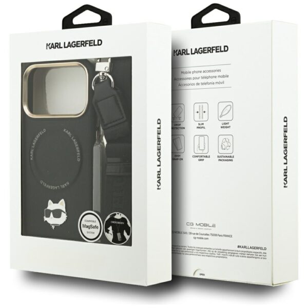 Karl Lagerfeld Big Strap Choupette Metal Logo MagSafe case for iPhone 17 Pro black
