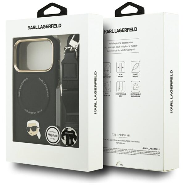 Karl Lagerfeld Big Strap Karl Metal Logo MagSafe case for iPhone 17 Pro Max black
