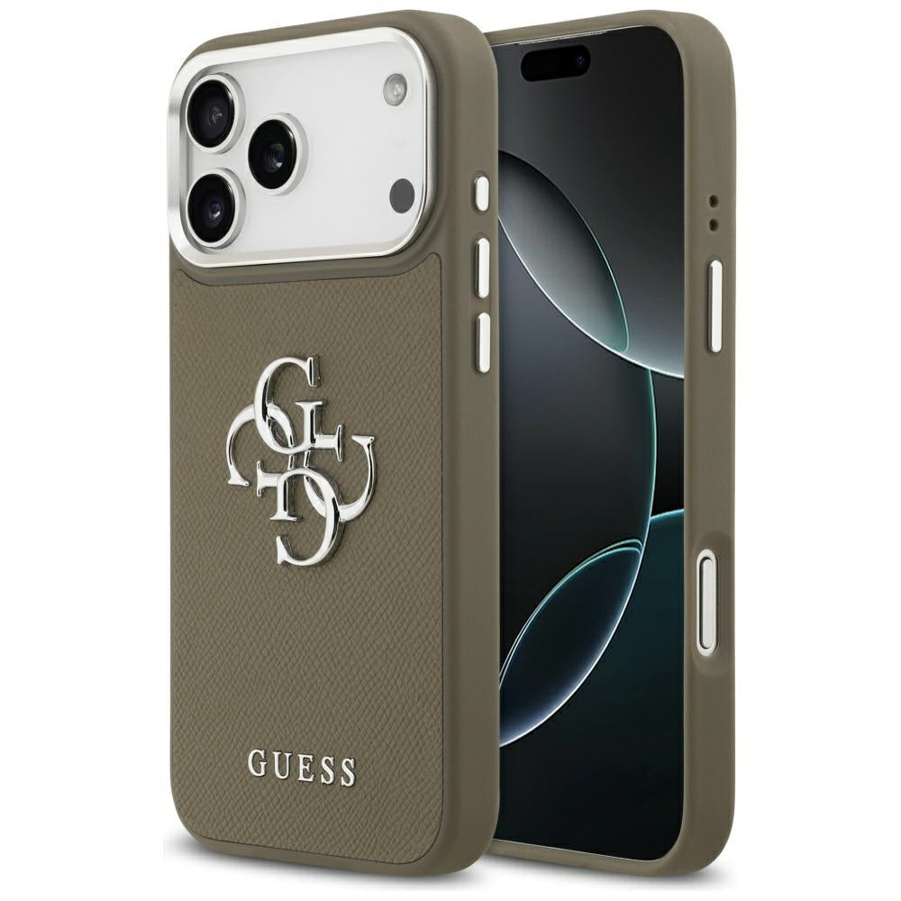 Husa Guess Grained Big 4G Classic Logo pentru iPhone 17 Pro Max Maro