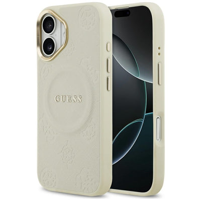 Husa Guess Peony Hot Stamp Magsafe pentru iPhone 17 Bej