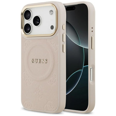 Husa Guess pentru iPhone 17 Pro HC Magsafe PU W/ Peony HOT Stamp Roz