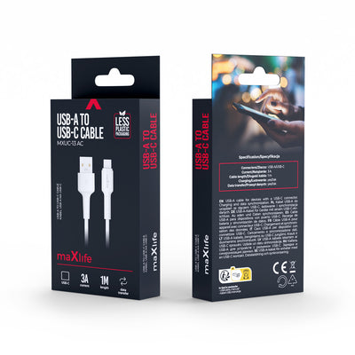 Cablu Maxlife Usb-a - Usb-c 1,0 M 3A Alb