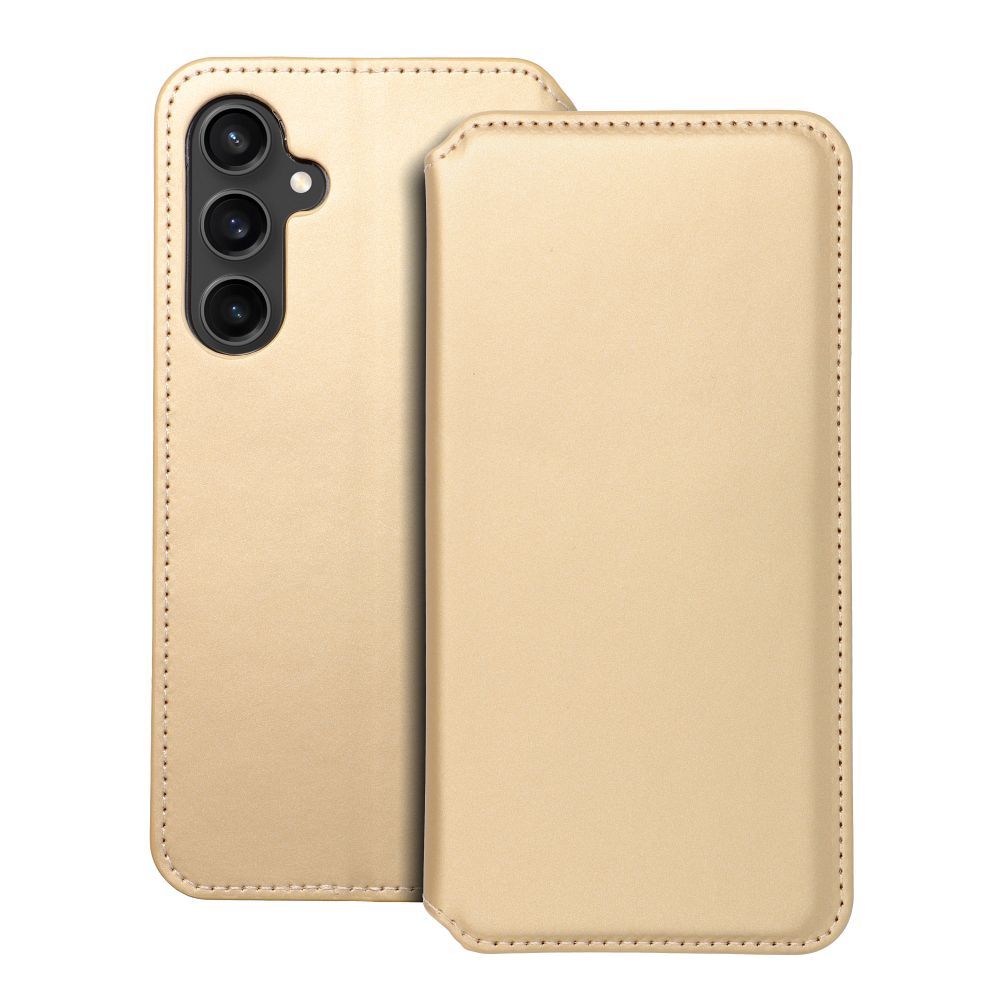 Husa Dual Pocket Flip pentru Samsung S23 FE Book Auriu