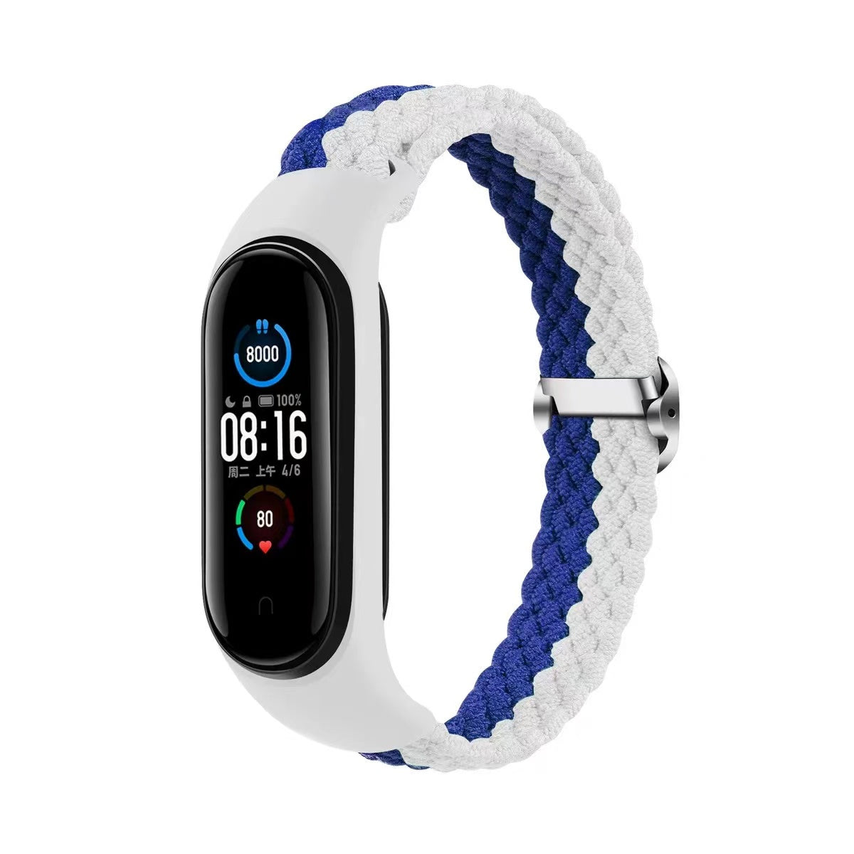 Curea Braided Band Smart Band M3/M4/M5/M6 Alb-Albastru