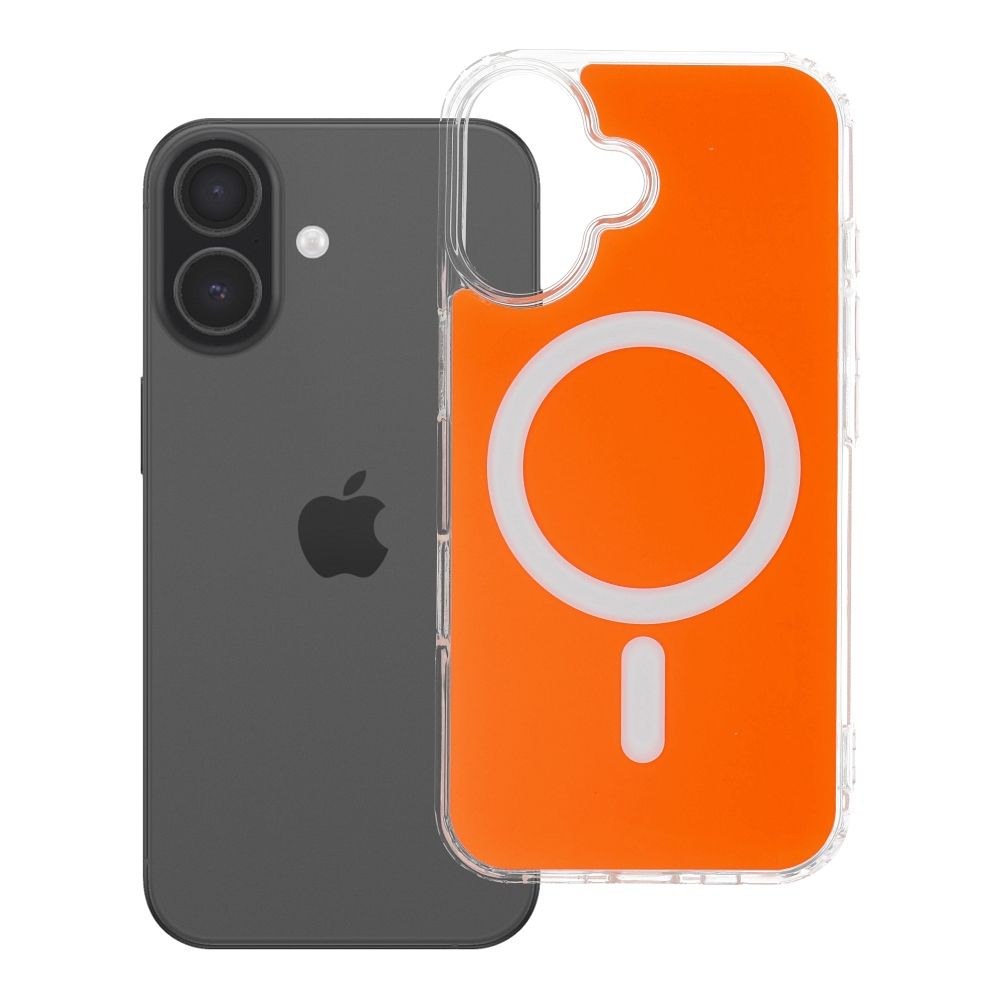 Husa Transparent Fusion Mag pentru iPhone 16 Compatible cu Magsafe Hermes Portocaliu
