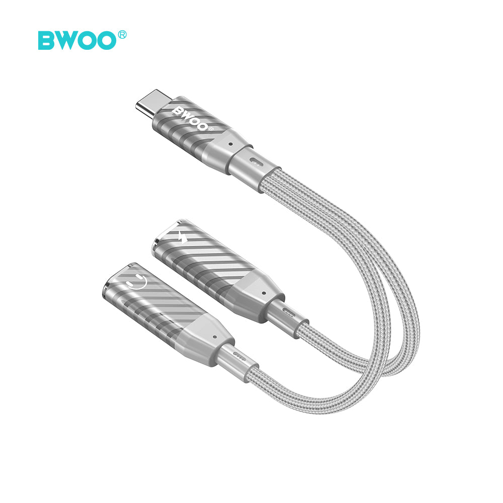 Adaptor BWOO Bz68 2 In 1 USB C - 2 X USB C Ports Gri