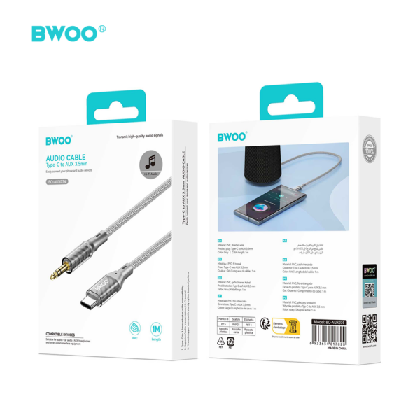 BWOO AUX cablu Type C to 3.5mm Jack audio AUX074