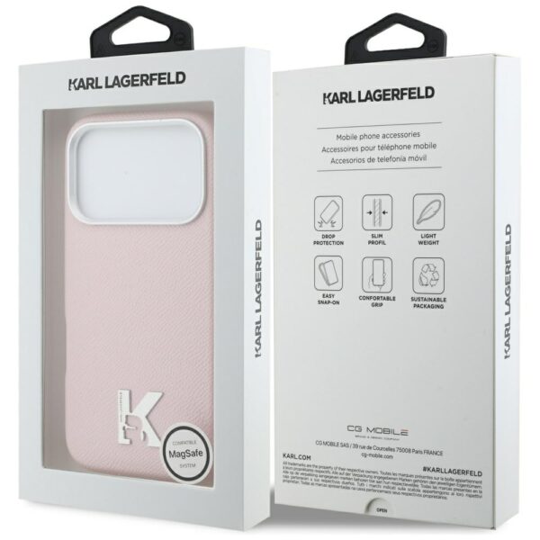 Husă pentru iPhone 17 Pro Max Karl Lagerfeld 6,9" HC MAGSAFE PU FW W/ KHEAD LOGO PINK – Roz