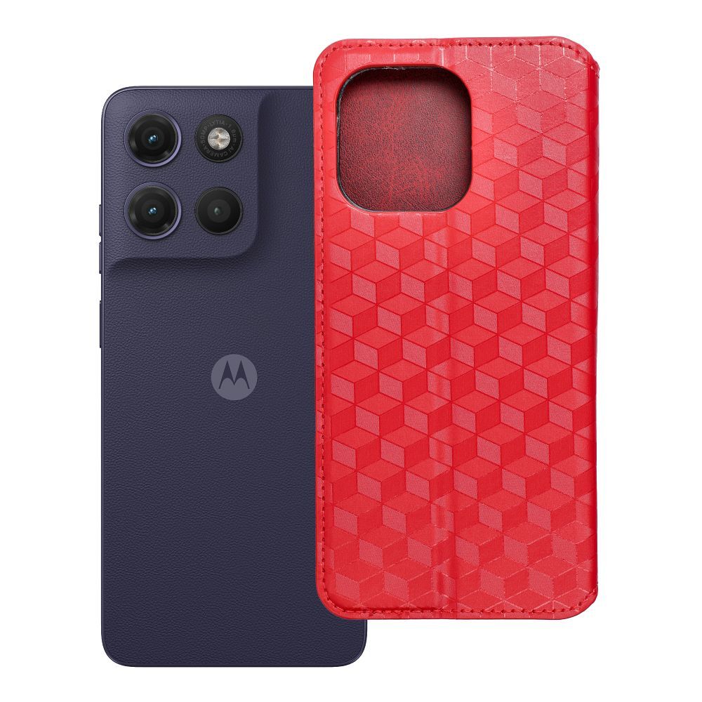 Husa Cubic Book Flip pentru Motorola G17 Rosu