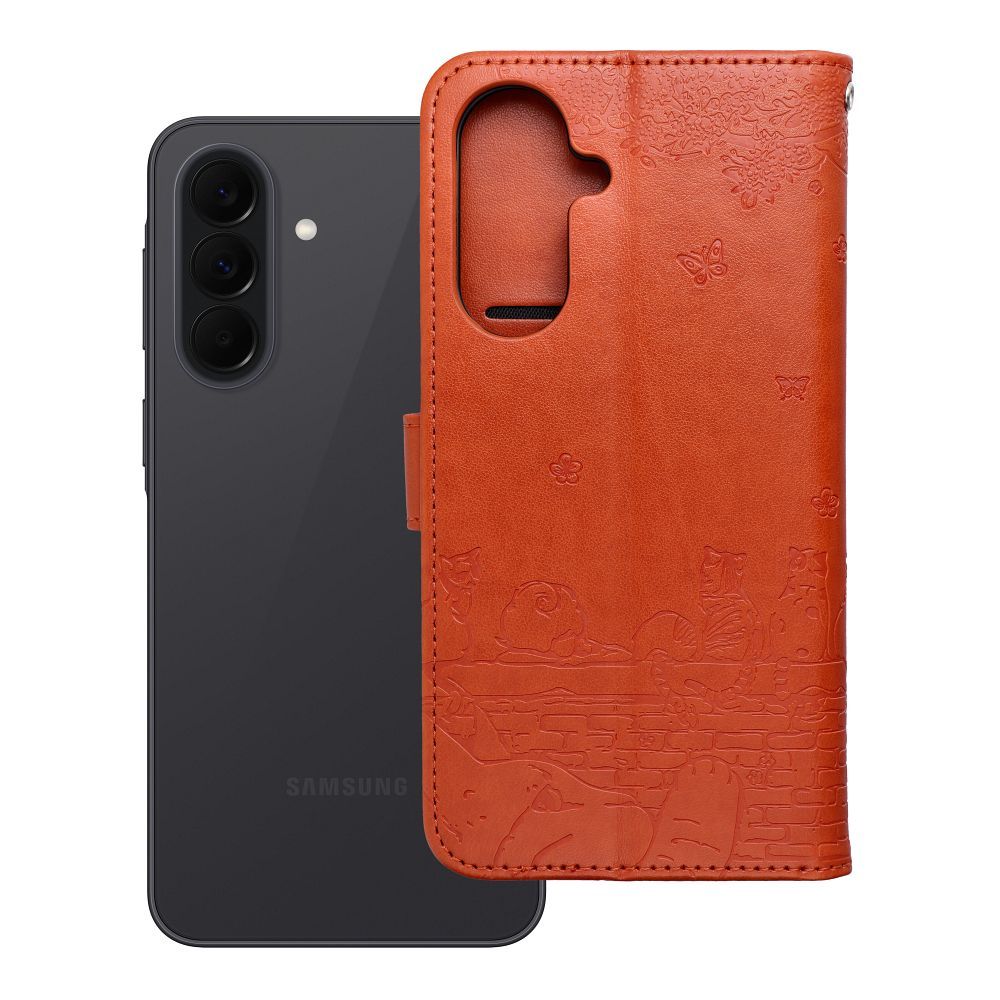 Husa Mezzo Book Flip pentru Samsung A37 Cats Maro