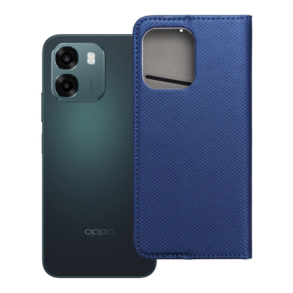 Husa Smart Book pentru Oppo A6 Bleumarin