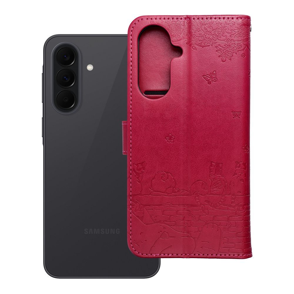 Husa Mezzo Book Flip pentru Samsung A37 Cats Rosu