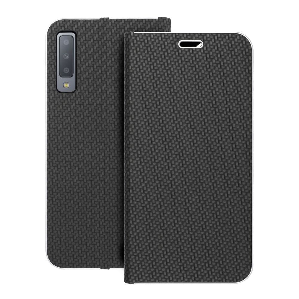 Husa Luna Book Carbon Flip pentru Samsung A7 2018 Negru
