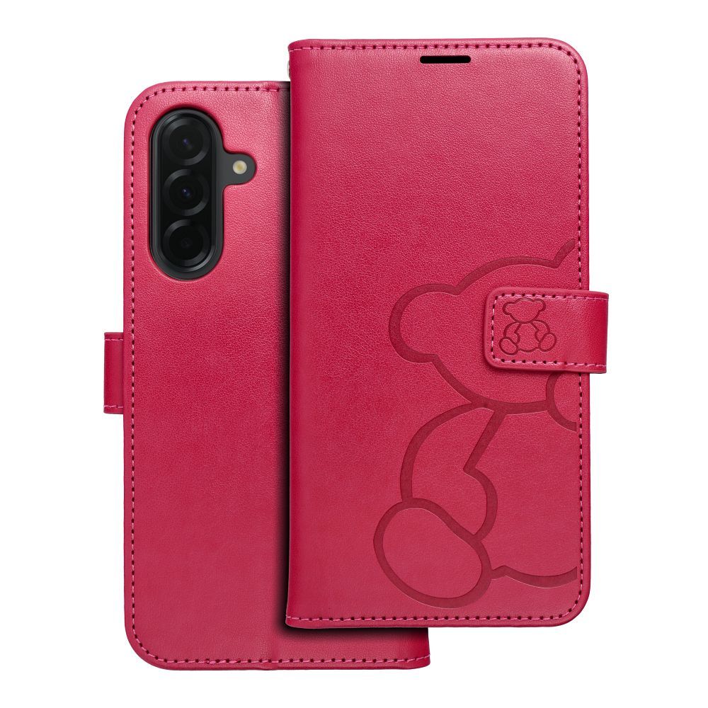Husa Mezzo Book Flip pentru Samsung A36 5G Teddy Bear Magenta