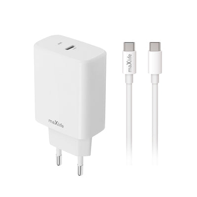 Cablu Maxlife Mxtc-10-20c PD QC Incarcator 1x Usb-c 20W Alb + Usb-c - Usb-c 20W