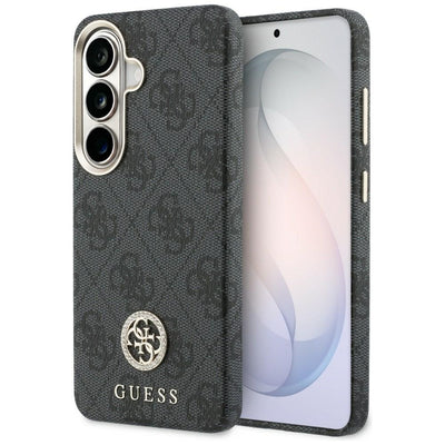 Husa Guess 4G Rhinestone Round Logo Magsafe pentru Samsung Galaxy S26 Negru