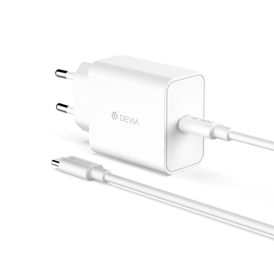Cablu Devia Incarcator priza Rocket PD 45W 1x Usb-c Alb + Usb-c - Usb-c
