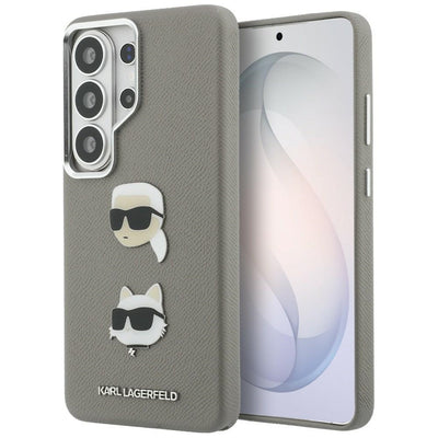Husa Karl Lagerfeld Saffiano Double Heads Metal pentru Samsung Galaxy S26 Ultra Argintiu