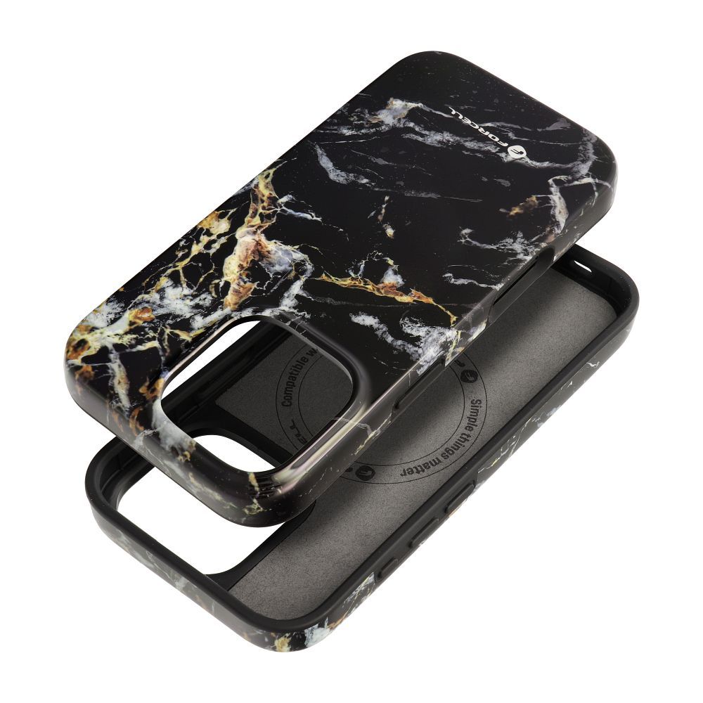 Husa Forcell pentru iPhone 16 PRO F-protect Mirage Compatible cu Magsafe Military Drop-test Negru Marble