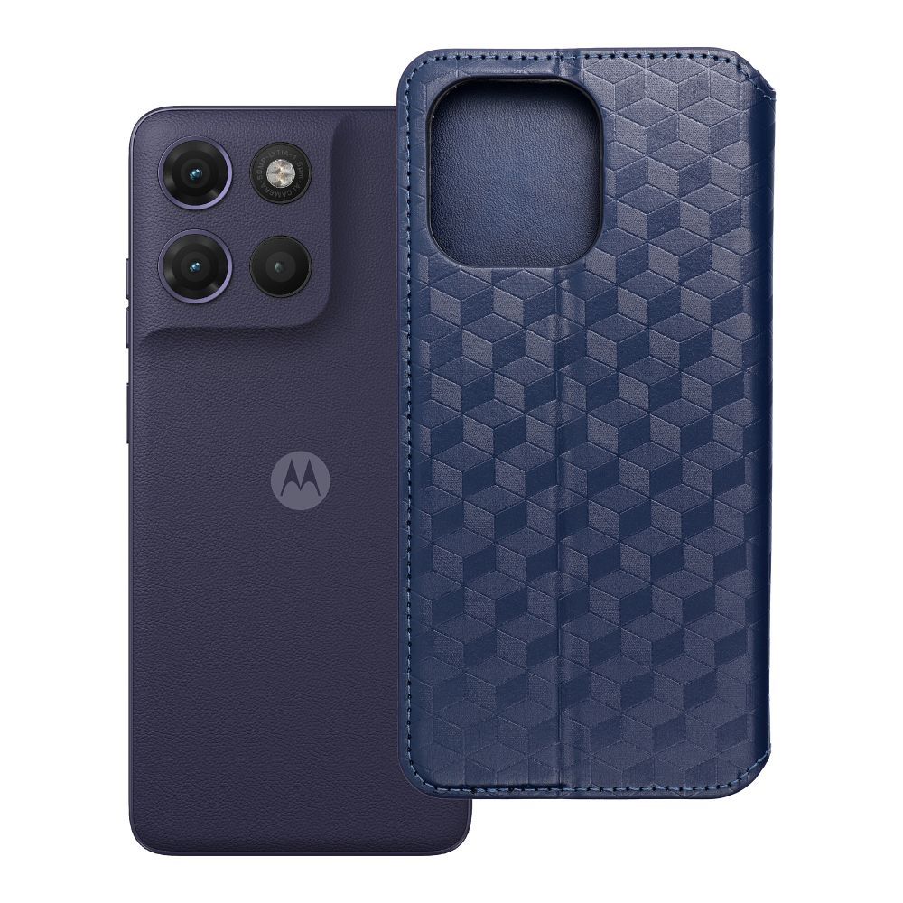 Husa Cubic Book Flip pentru Motorola G17 Power Albastru